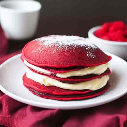 Red Velvet Pancakes with Cream Cheese Frosting